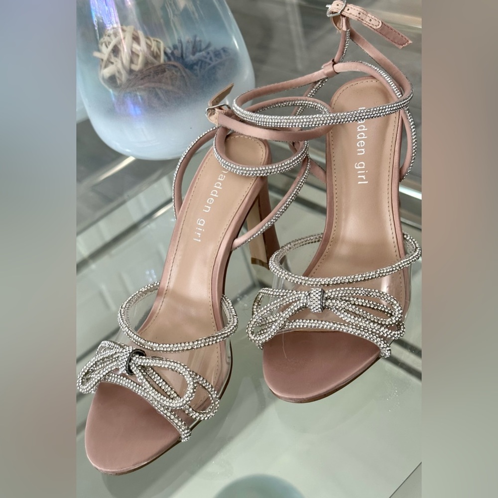 Madden girl True Rhinestone Bow Evening Dress Sandals, high heel
